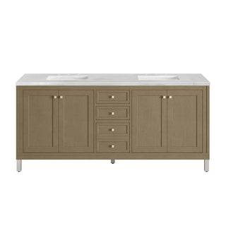 72 Inch Chicago Freestanding Vanity in Walnut Whisper / Arctic Fall Top