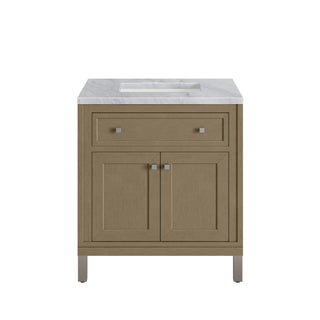 30 Inch Chicago Freestanding Vanity in Walnut Whisper / Carrara White Top