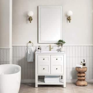 30 Inch Breckenridge Freestanding Vanity in Bright White / White Zeus Top