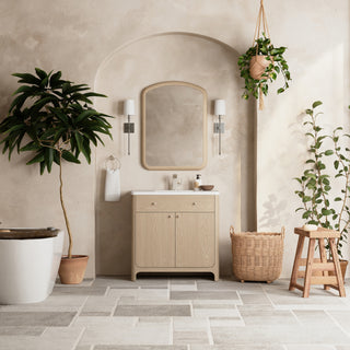 36 Inch Gracyn Freestanding Vanity in Coastal Driftwood / White Zeus Top