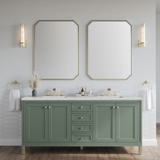 72 Inch Chicago Freestanding Vanity in Smokey Celadon / Ethereal Noctis Top