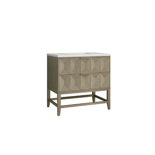 36 Inch Emmeline Freestanding Vanity in Pebble Oak / Lime Delight Top