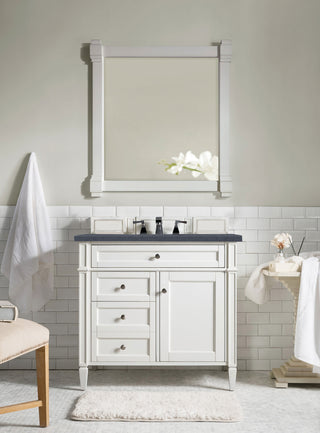 36 Inch Brittany Freestanding Vanity in Bright White / Charcoal Soapstone Top