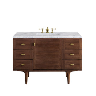 48 Inch Amberly Dual Mount Vanity in Mid-Century Walnut / Carrara White Top