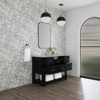 48 Inch Lucian Freestanding Vanity in Carbon Oak / Victorian Silver Top