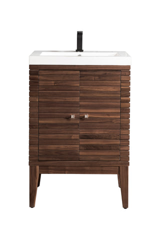 23.625 Inch Linden Dual Mount Vanity in Mid-Century Walnut / White Glossy Top