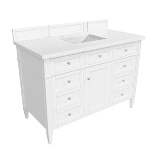 48 Inch Brittany Freestanding Vanity in Bright White / White Zeus Top