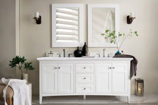 72 Inch Palisades Freestanding Vanity in Bright White / Arctic Fall Top