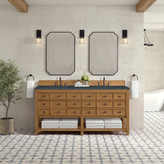 72 Inch Malibu Freestanding Vanity in Amber Birch / Charcoal Soapstone Top
