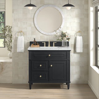 36 Inch Lorelai Freestanding Vanity in Black Onyx / Ethereal Noctis Top
