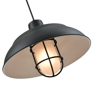 R-Series 17" Wide 1-Light Indoor/Outdoor Warehouse Cord Hung Shade - Satin Black