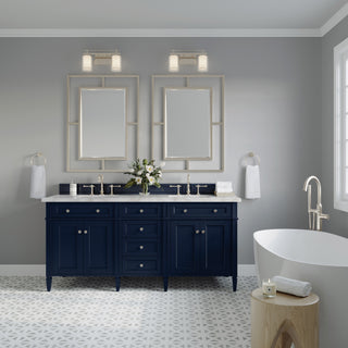 72 Inch Brittany Freestanding Vanity in Victory Blue / Victorian Silver Top