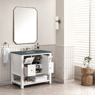 36 Inch Breckenridge Freestanding Vanity in Bright White / Parisien Bleu Top