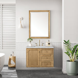 36 Inch Laurent Dual Mount Vanity in Light Natural Oak / Victorian Silver Top