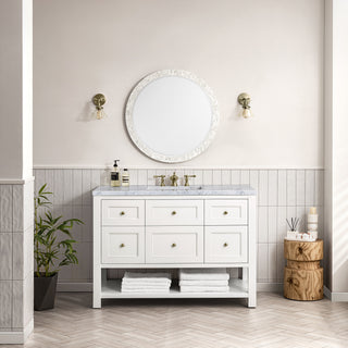 48 Inch Breckenridge Freestanding Vanity in Bright White / Carrara White Top