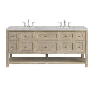 72 Inch Breckenridge Freestanding Vanity in Whitewashed Oak / Eternal Jasmine Pearl Top