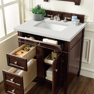 30 Inch Brittany Freestanding Vanity in Burnished Mahogany / Lime Delight Top