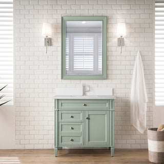 36 Inch Brittany Freestanding Vanity in Sage Green / White Zeus Top