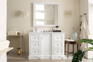 49.25 Inch De Soto Freestanding Vanity in Bright White / Ethereal Noctis Top