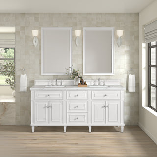 72 Inch Lorelai Freestanding Vanity in Bright White / Ethereal Noctis Top