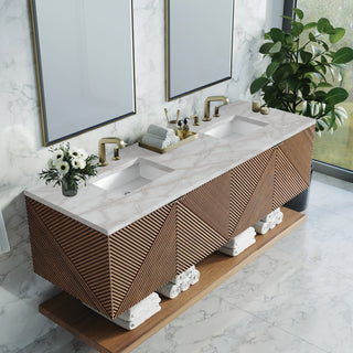 72 Inch Marcello Floating Vanity in Chestnut / Victorian Silver Top
