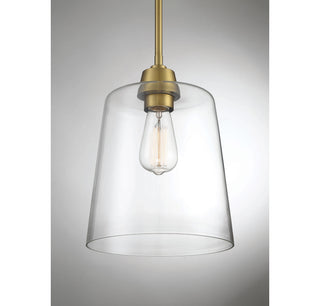 Mpend One Light Pendant in Natural Brass