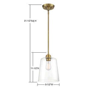Mpend One Light Pendant in Natural Brass
