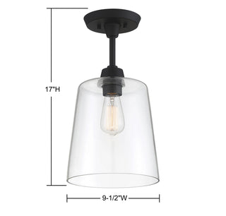 Msemi One Light Semi-Flush Mount in Matte Black