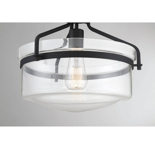 Msemi One Light Semi-Flush Mount in Matte Black
