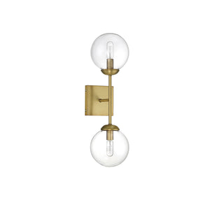 Mscon Two Light Wall Sconce in Natural Brass
