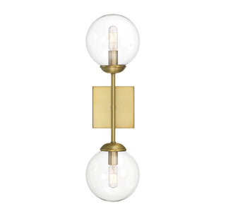 Mscon Two Light Wall Sconce in Natural Brass
