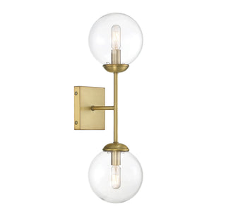 Mscon Two Light Wall Sconce in Natural Brass