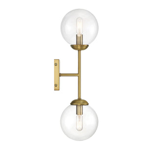 Mscon Two Light Wall Sconce in Natural Brass