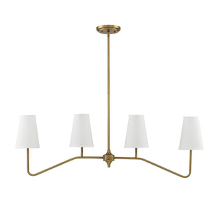 Mchan Four Light Linear Chandelier in Natural Brass