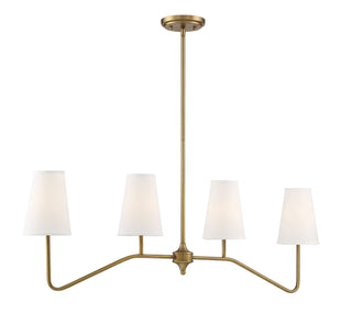 Mchan Four Light Linear Chandelier in Natural Brass