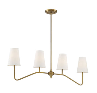 Mchan Four Light Linear Chandelier in Natural Brass