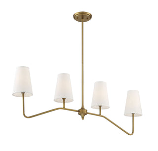 Mchan Four Light Linear Chandelier in Natural Brass