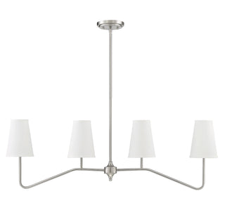 Mchan Four Light Linear Chandelier in Brushed Nickel