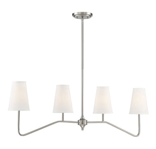 Mchan Four Light Linear Chandelier in Brushed Nickel