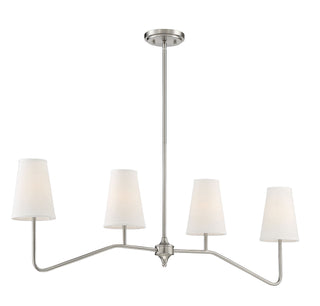Mchan Four Light Linear Chandelier in Brushed Nickel