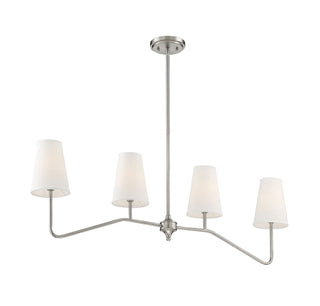 Mchan Four Light Linear Chandelier in Brushed Nickel