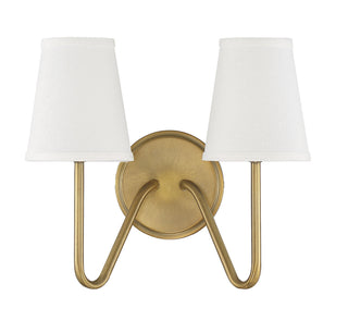Mscon Two Light Wall Sconce in Natural Brass