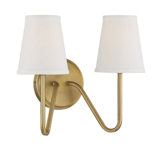 Mscon Two Light Wall Sconce in Natural Brass