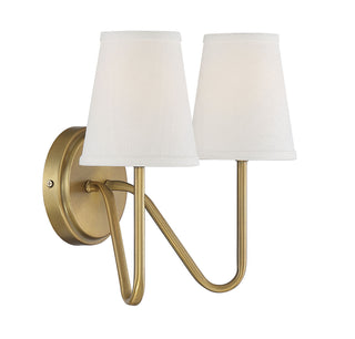Mscon Two Light Wall Sconce in Natural Brass