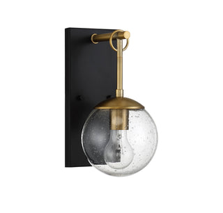 Moutd One Light Outdoor Wall Lantern in Oil Rubbed Bronze with Natural Brass