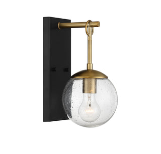 Moutd One Light Outdoor Wall Lantern in Oil Rubbed Bronze with Natural Brass