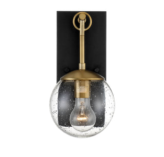 Moutd One Light Outdoor Wall Lantern in Oil Rubbed Bronze with Natural Brass