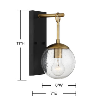Moutd One Light Outdoor Wall Lantern in Oil Rubbed Bronze with Natural Brass