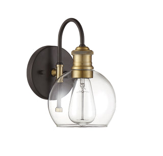 Moutd One Light Outdoor Wall Lantern in Oil Rubbed Bronze with Natural Brass