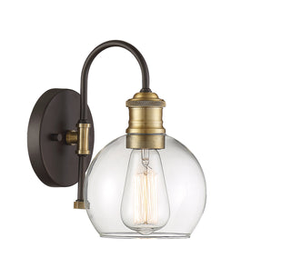 Moutd One Light Outdoor Wall Lantern in Oil Rubbed Bronze with Natural Brass